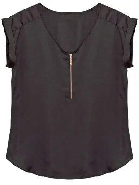 Lightweight Zipper Front Sleeveless Blouse