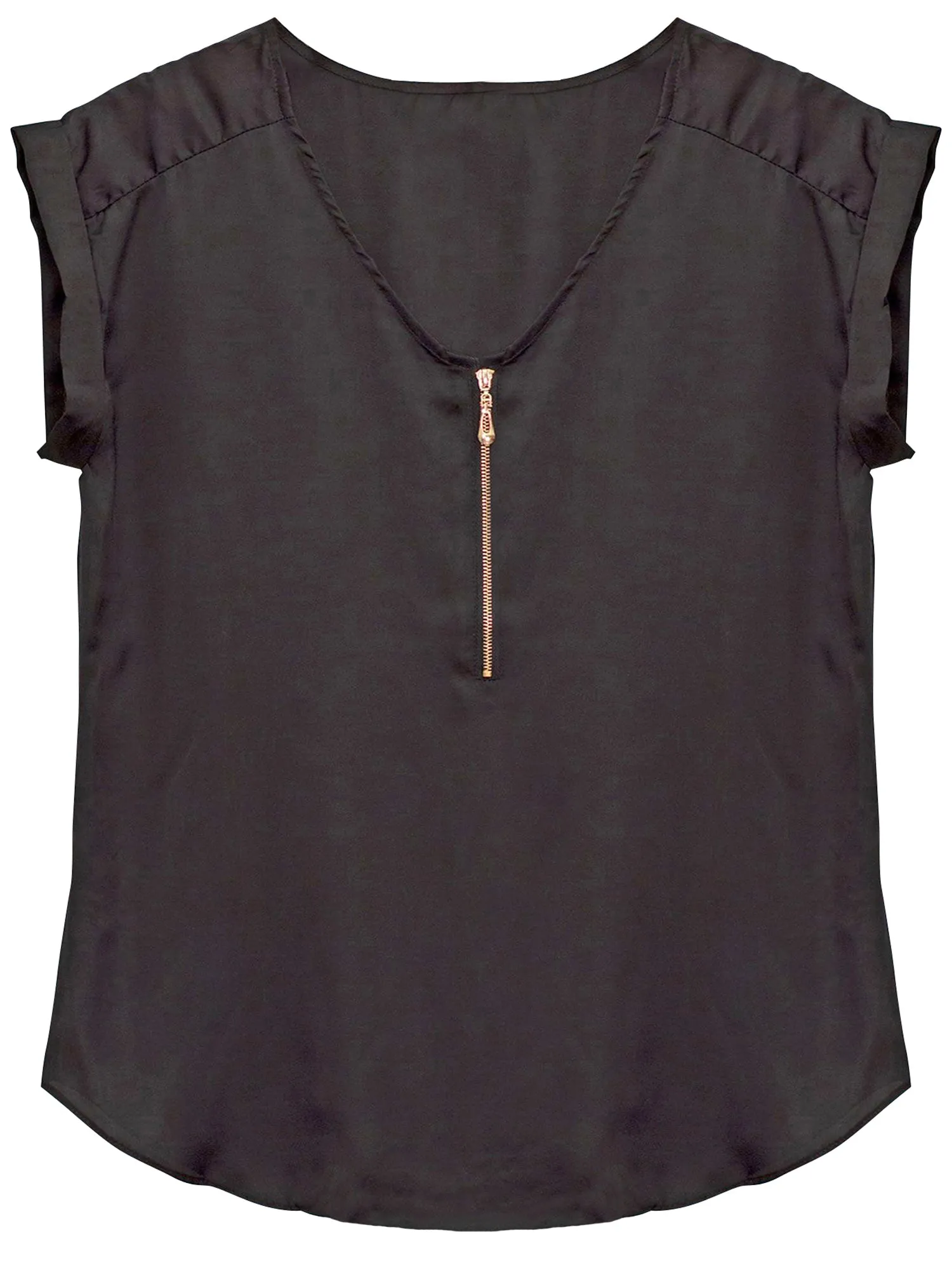 Lightweight Zipper Front Sleeveless Blouse