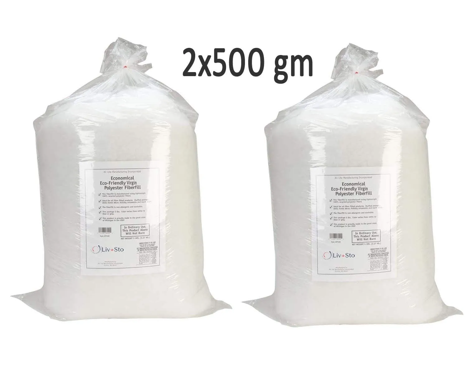 Livasto Polyester Cotton Blend Stuffing Fiber Filling Material Pillows White Colour (1kg=2X500gm)