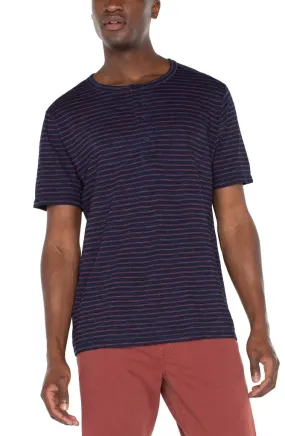 Liverpool Stripe Short-Sleeve Slub Henley