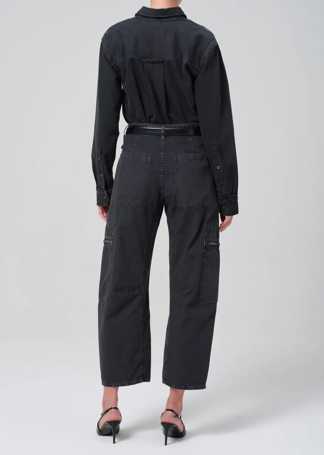 MARCELLE LOW SLUNG CARGO IN WASHED BLACK