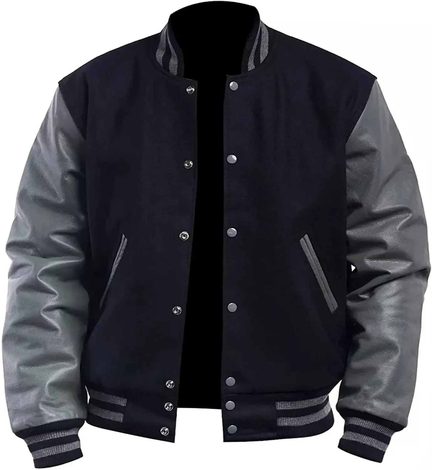 Mens Black And Grey Varsity Jacket