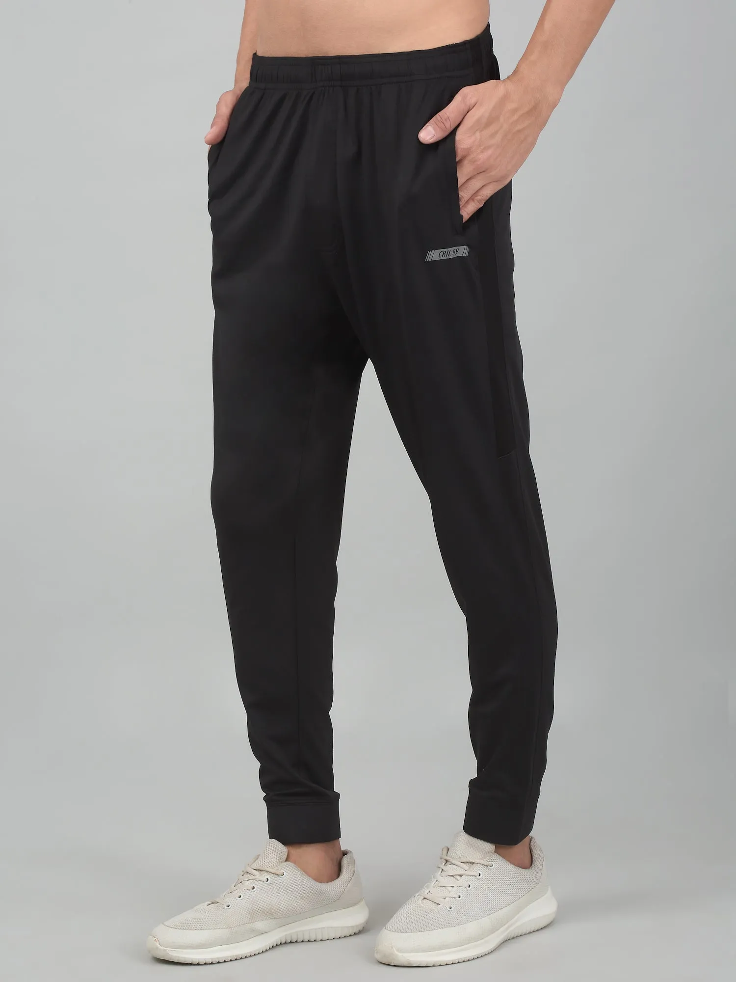 Men's Black Soild Stretchable Track Pant