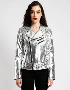 METALLIC FAUX LEATHER MOTO