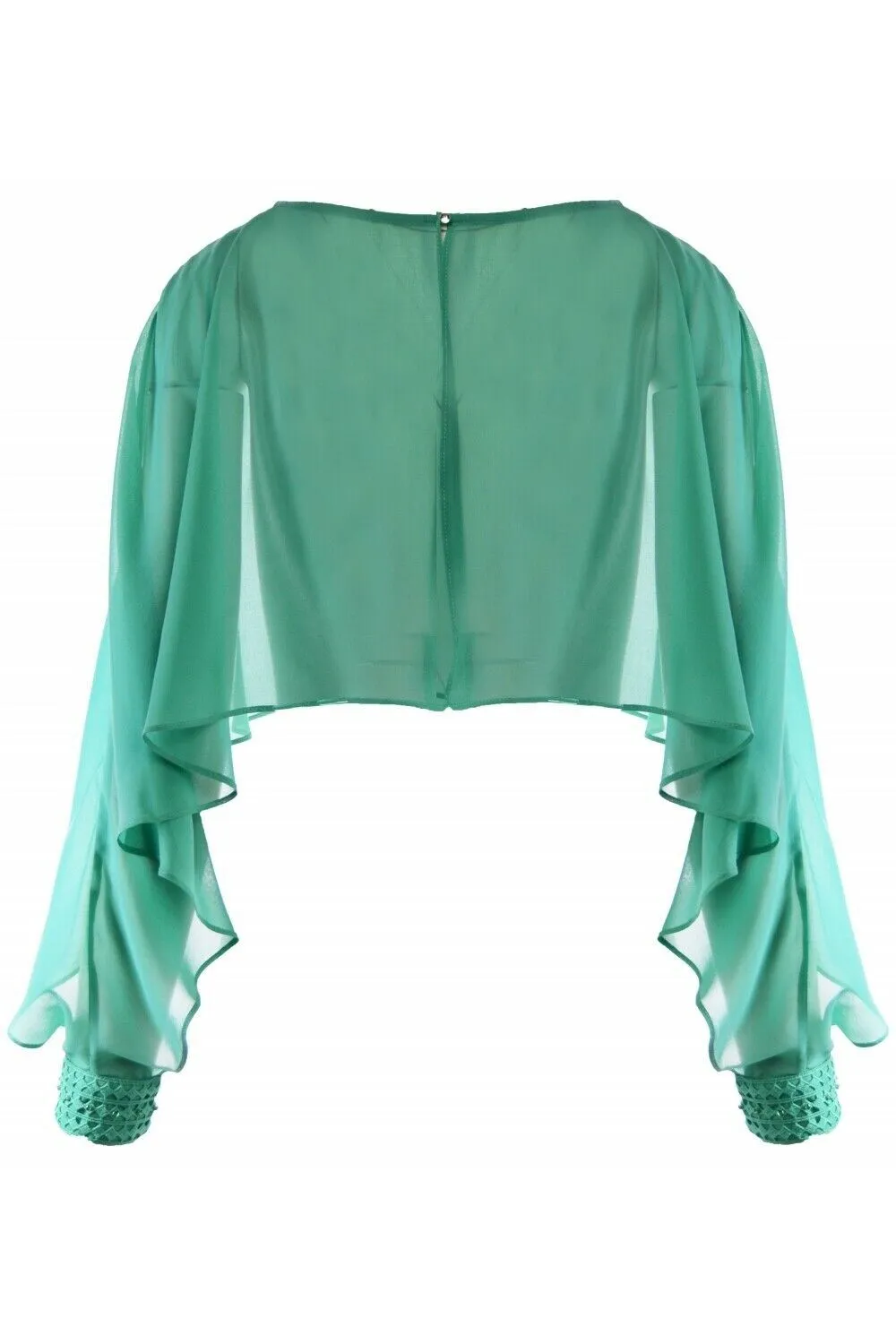 Michaela Louisa Green Cropped Chiffon Cape One Size