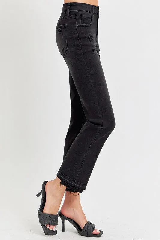 Mid Rise Ankle Straight Jeans