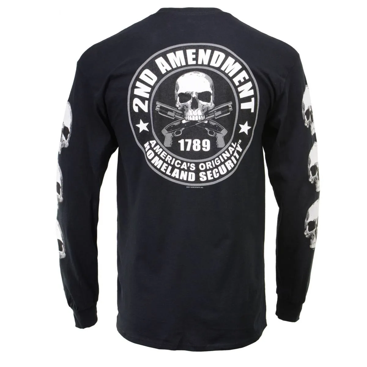 Milwaukee Leather MPMH117003 Men's '2nd Amendment America's Original Homeland Security' Long Sleeve Black T-Shirt