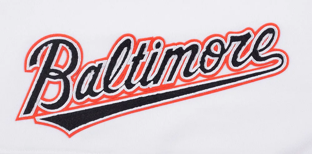 MLB BALTIMORE ORIOLES CLASSIC WOMEN'S FLC CROPPED PO HOODIE (WHITE)