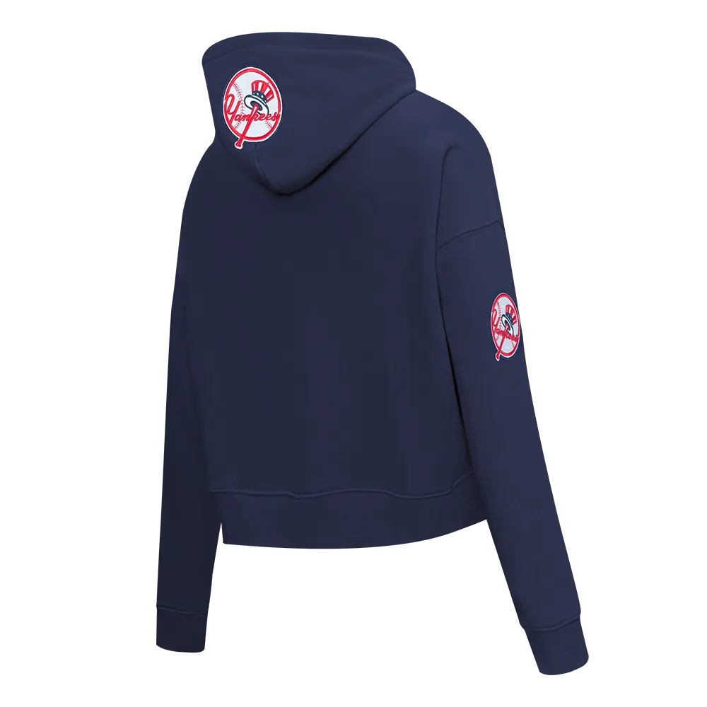 MLB NEW YORK YANKEES GAME DAY CLASSICS WOMEN'S DK CROPPED PO HOODIE (MIDNIGHT NAVY)