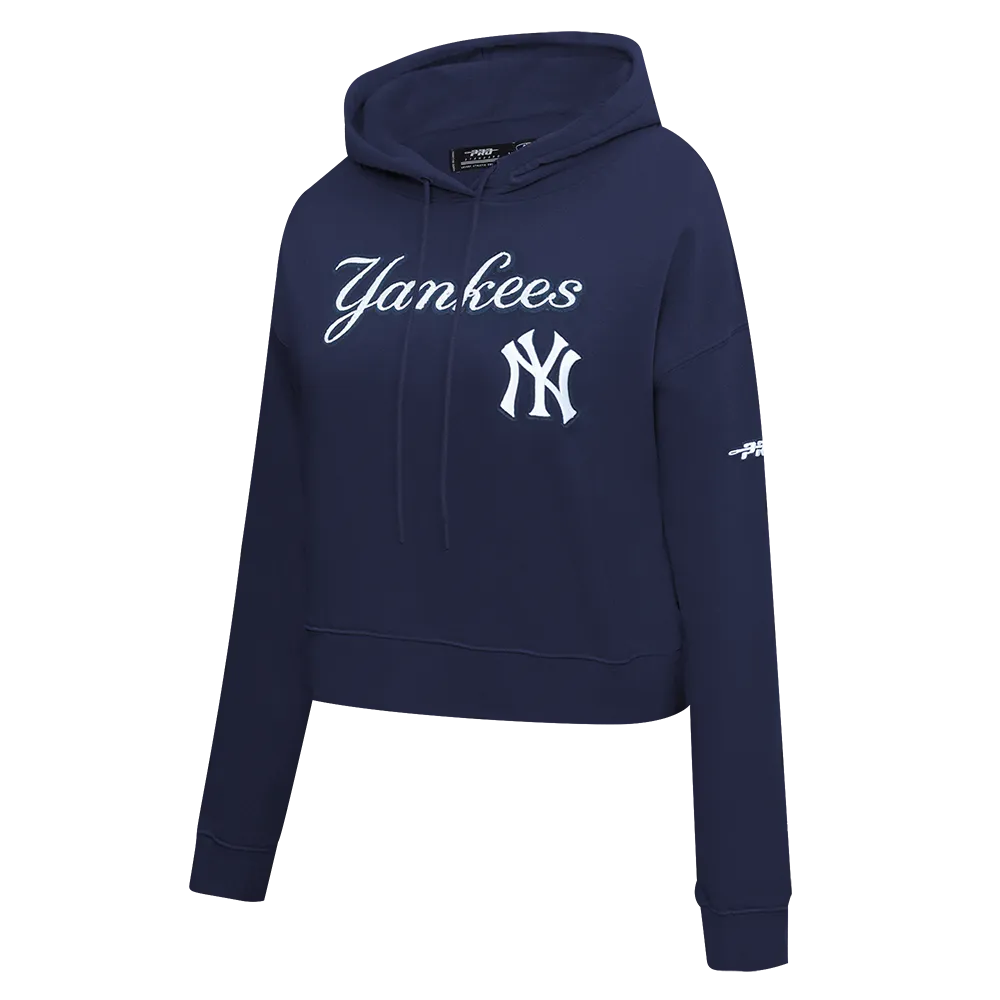 MLB NEW YORK YANKEES GAME DAY CLASSICS WOMEN'S DK CROPPED PO HOODIE (MIDNIGHT NAVY)