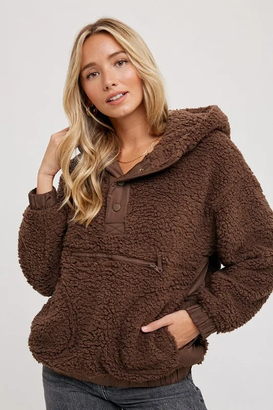 Mocha Sherpa Hoodie Pullover