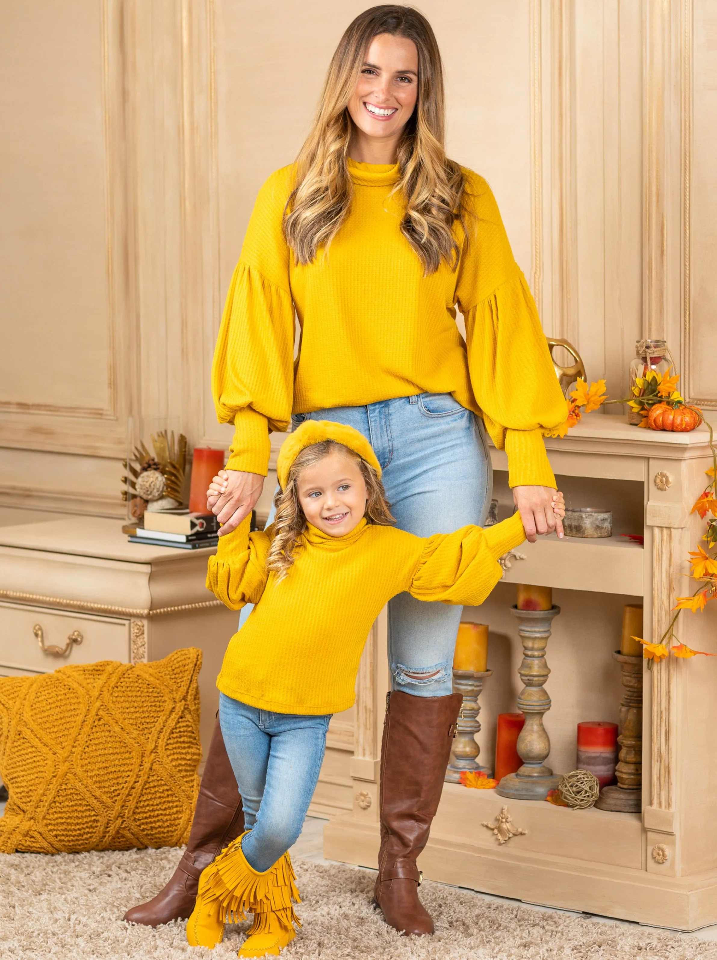 Mommy and Me Fall Sunshine Turtleneck Sweater