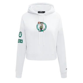 NBA BOSTON CELTICS CLASSIC WOMEN'S CROPPED PO HOODIE (WHITE)