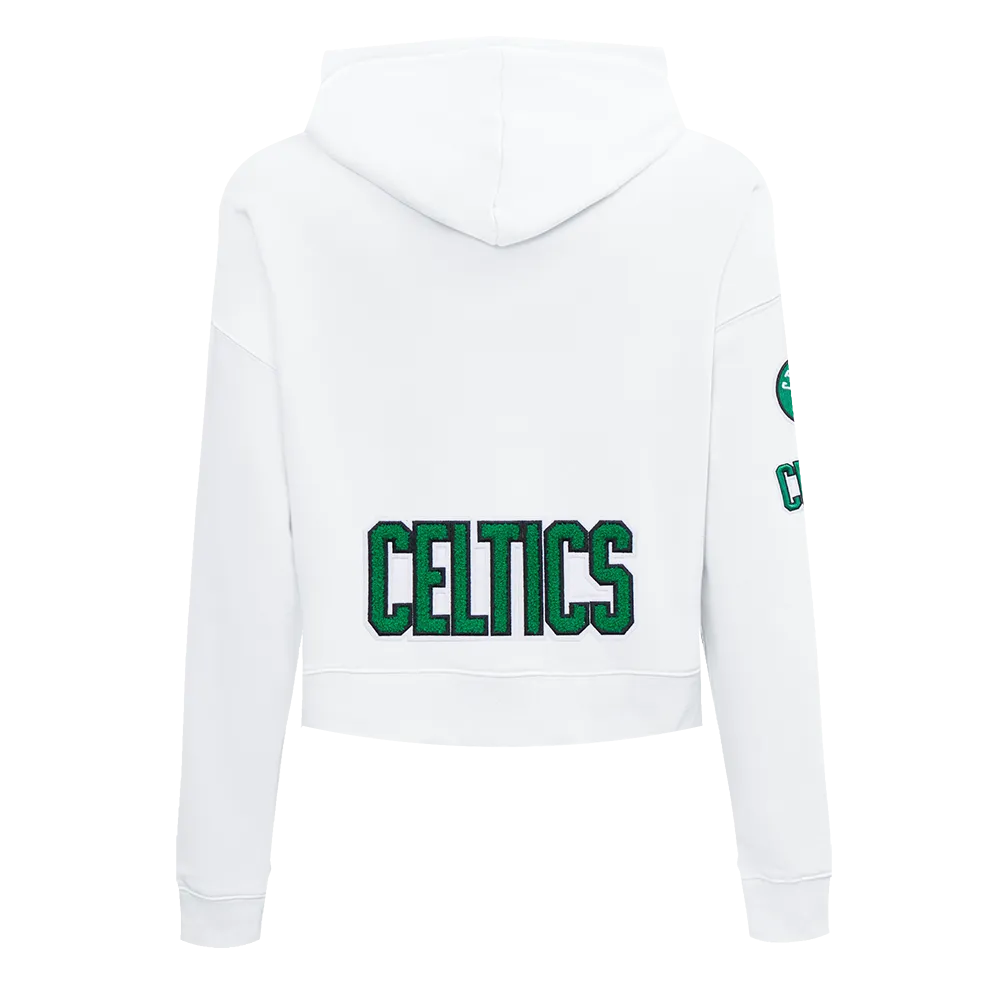 NBA BOSTON CELTICS CLASSIC WOMEN'S CROPPED PO HOODIE (WHITE)