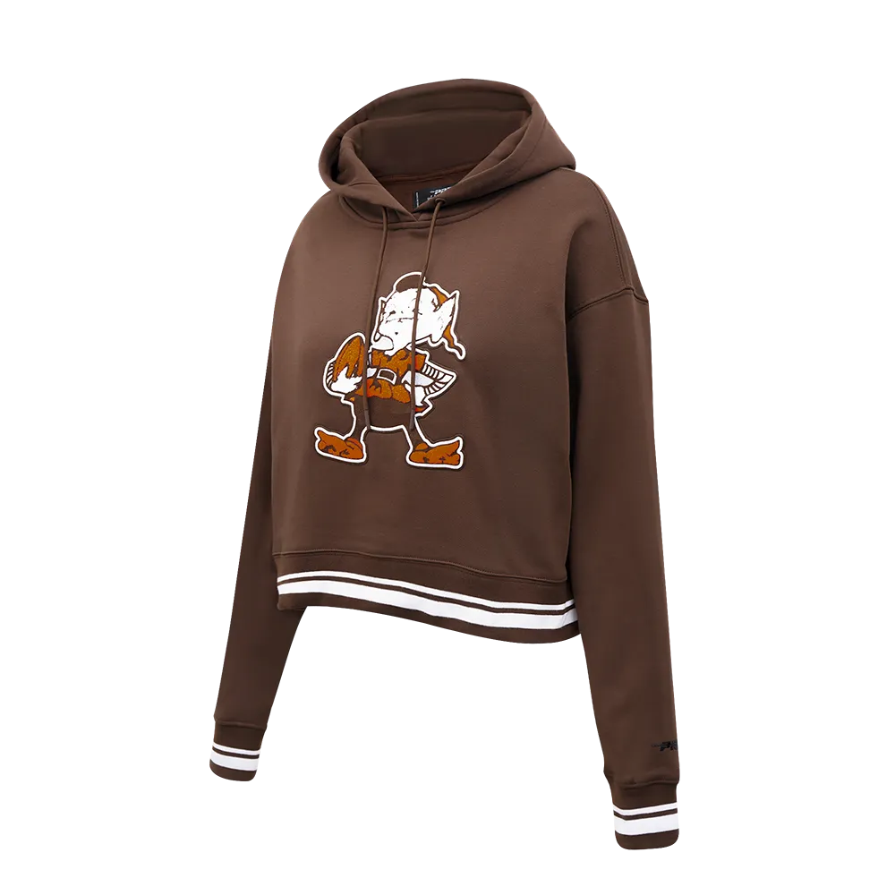 NFL CLEVELAND BROWNS RETRO CLASSIC WOMEN'S CROPPED PO HOODIE (BROWN)