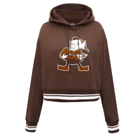 NFL CLEVELAND BROWNS RETRO CLASSIC WOMEN'S CROPPED PO HOODIE (BROWN)