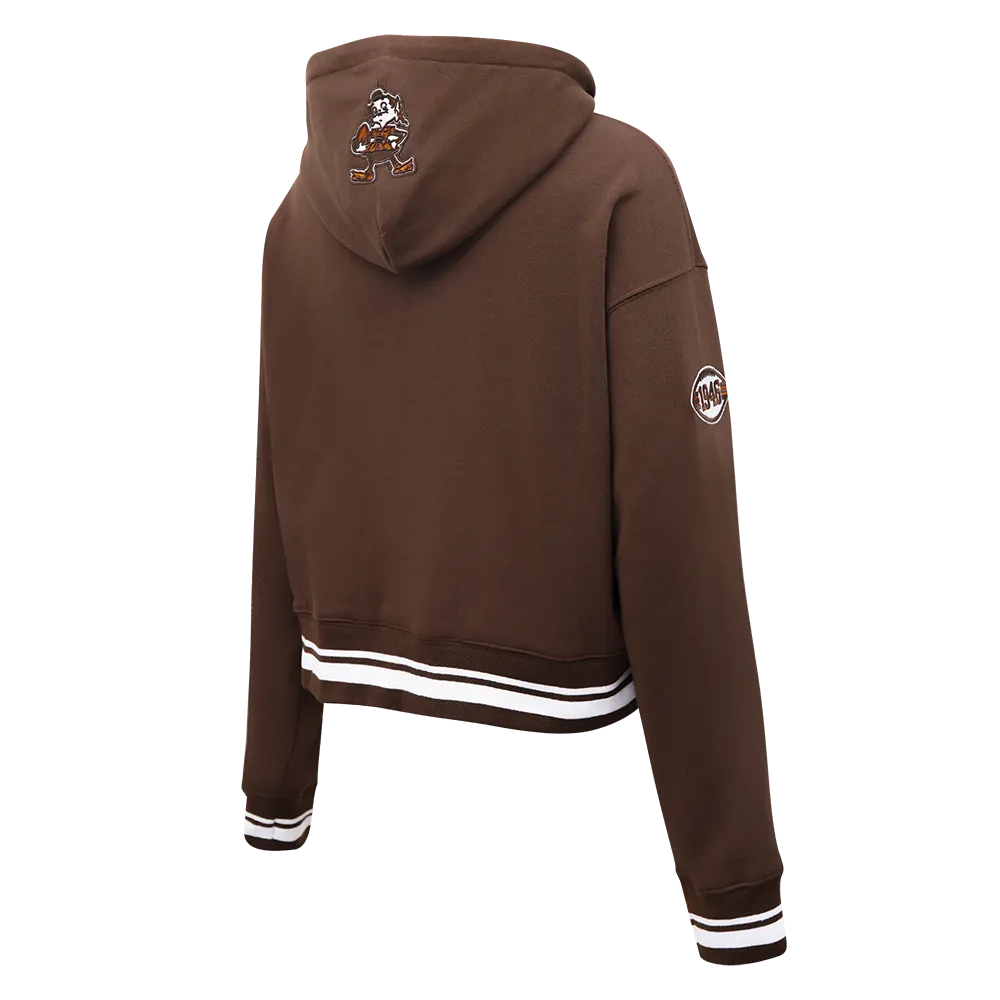 NFL CLEVELAND BROWNS RETRO CLASSIC WOMEN'S CROPPED PO HOODIE (BROWN)