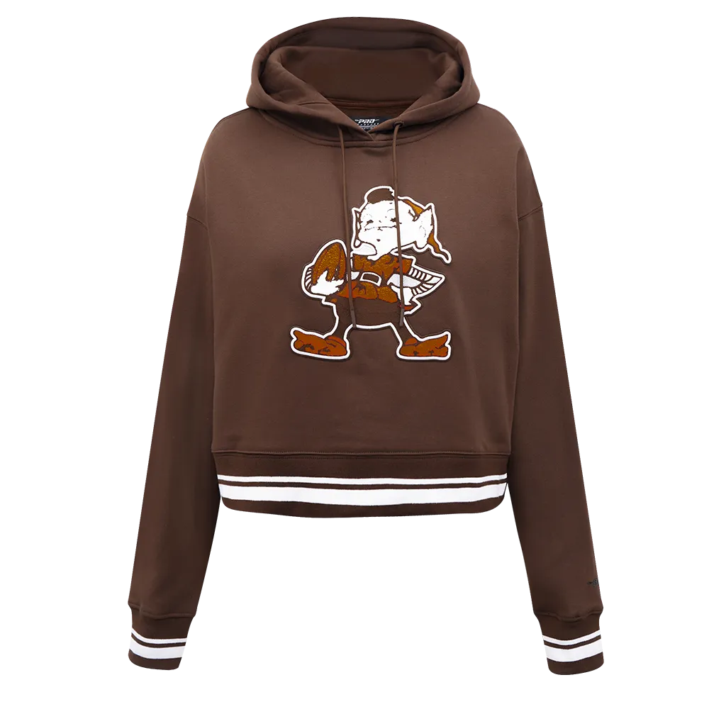 NFL CLEVELAND BROWNS RETRO CLASSIC WOMEN'S CROPPED PO HOODIE (BROWN)