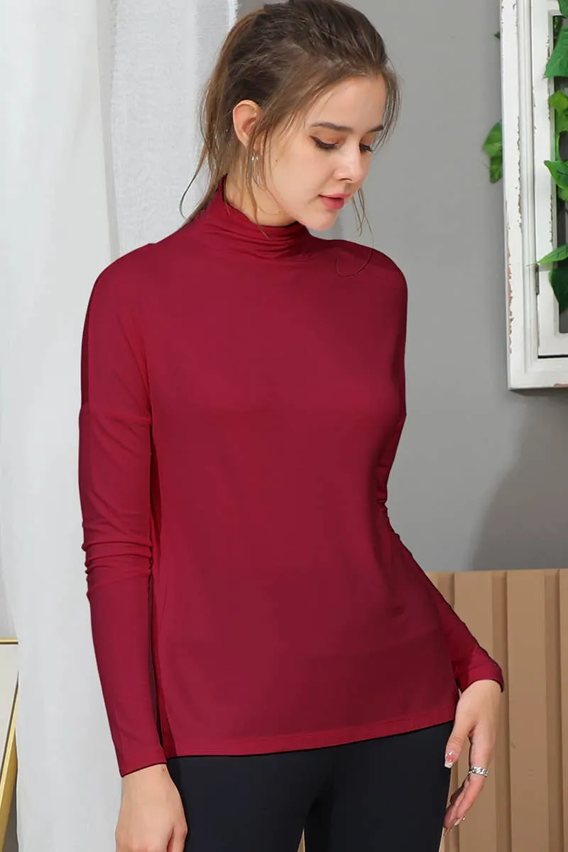 NINEXIS - CWTTL992_LONG SLEEVE TURTLE NECK TUNIC CASUAL TOP: Black / (M) 1