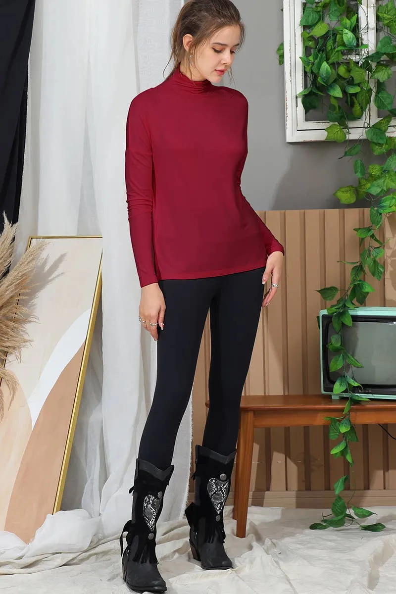 NINEXIS - CWTTL992_LONG SLEEVE TURTLE NECK TUNIC CASUAL TOP: Black / (M) 1