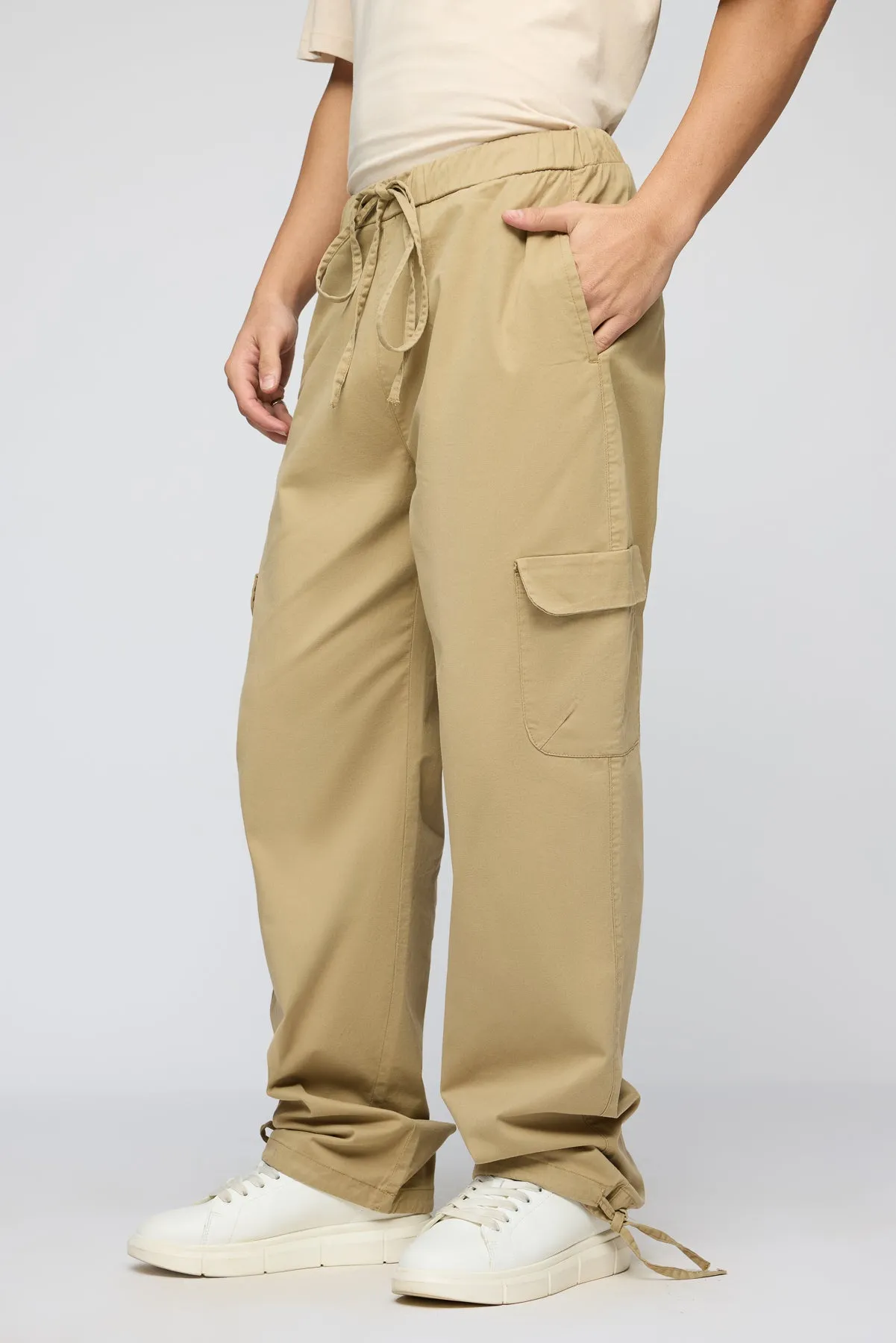 Oak Beige Men's Relaxed Fit Cargo Pants