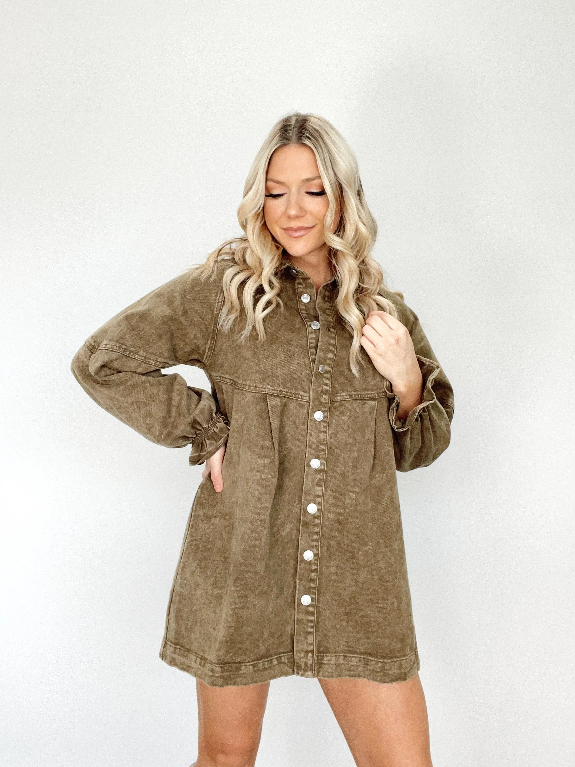 Olive Denim Tunic Dress