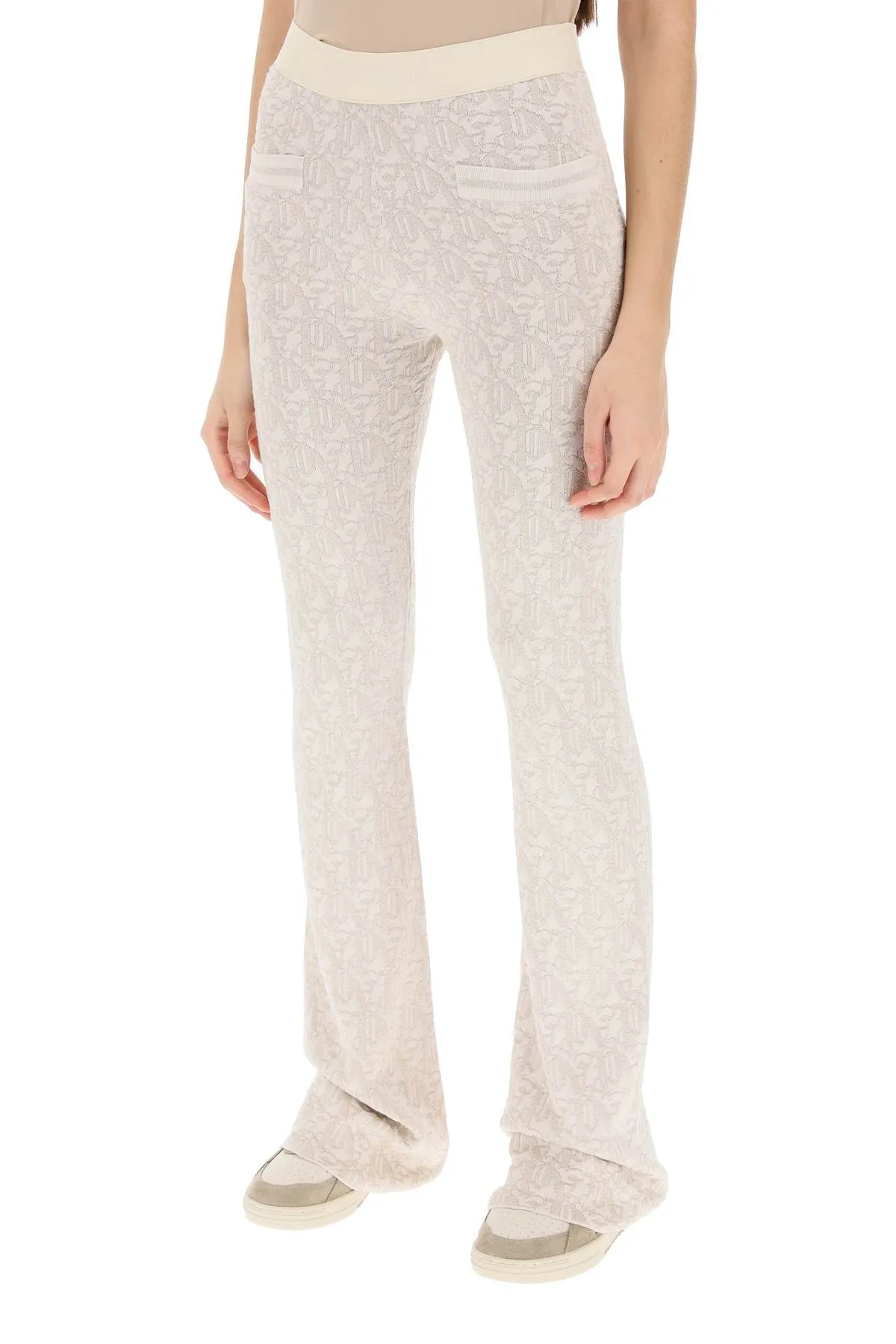 Palm Angels Monogram Pants In Lurex Knit