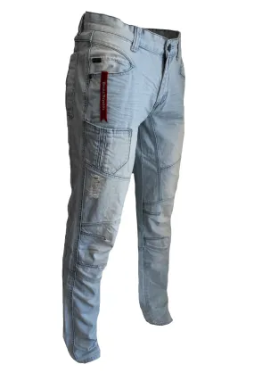 Parker Light Blue Relax Fit Booth Cut Moto Jeans