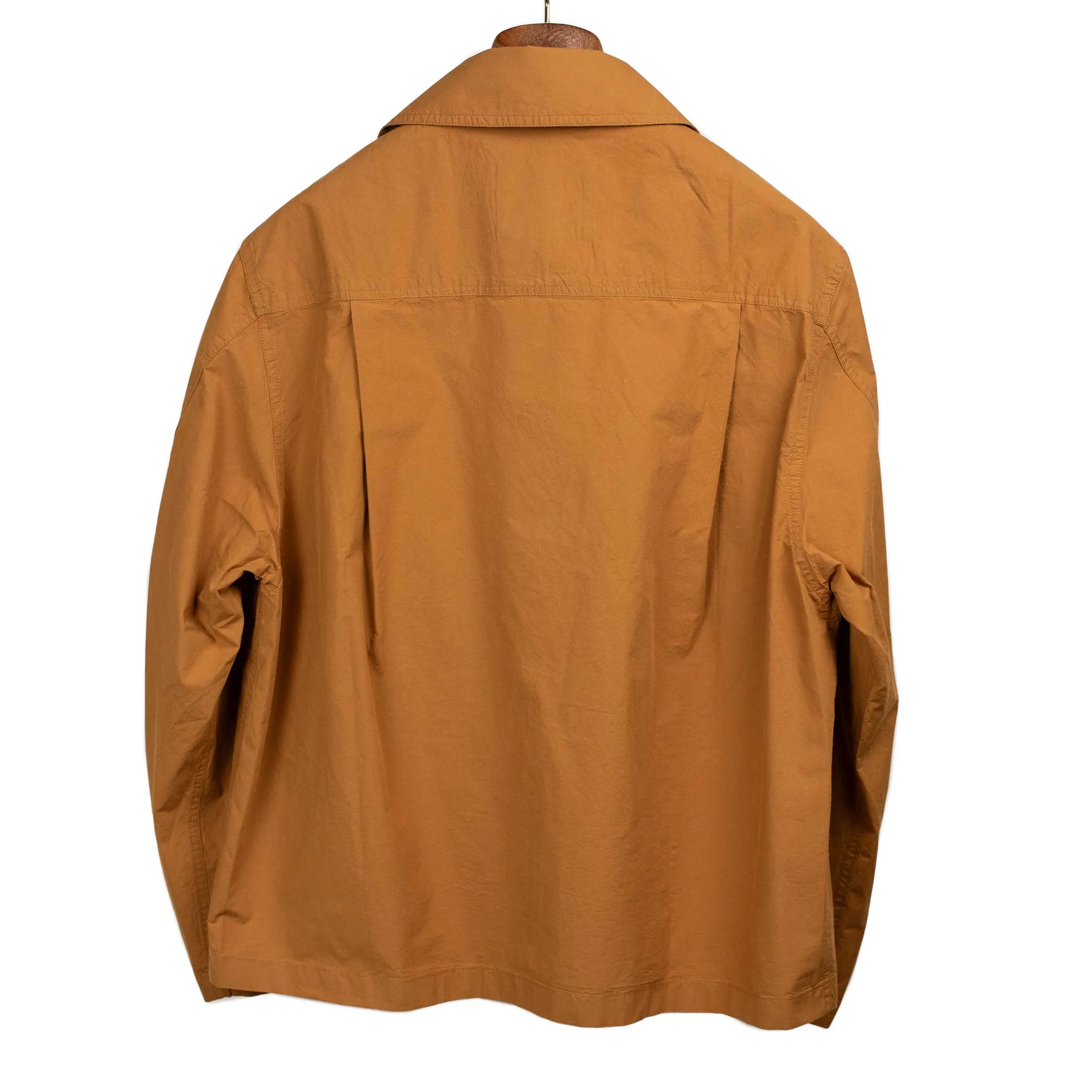 Patch pocket jacket in lightweight burnt orange typewriter cotton