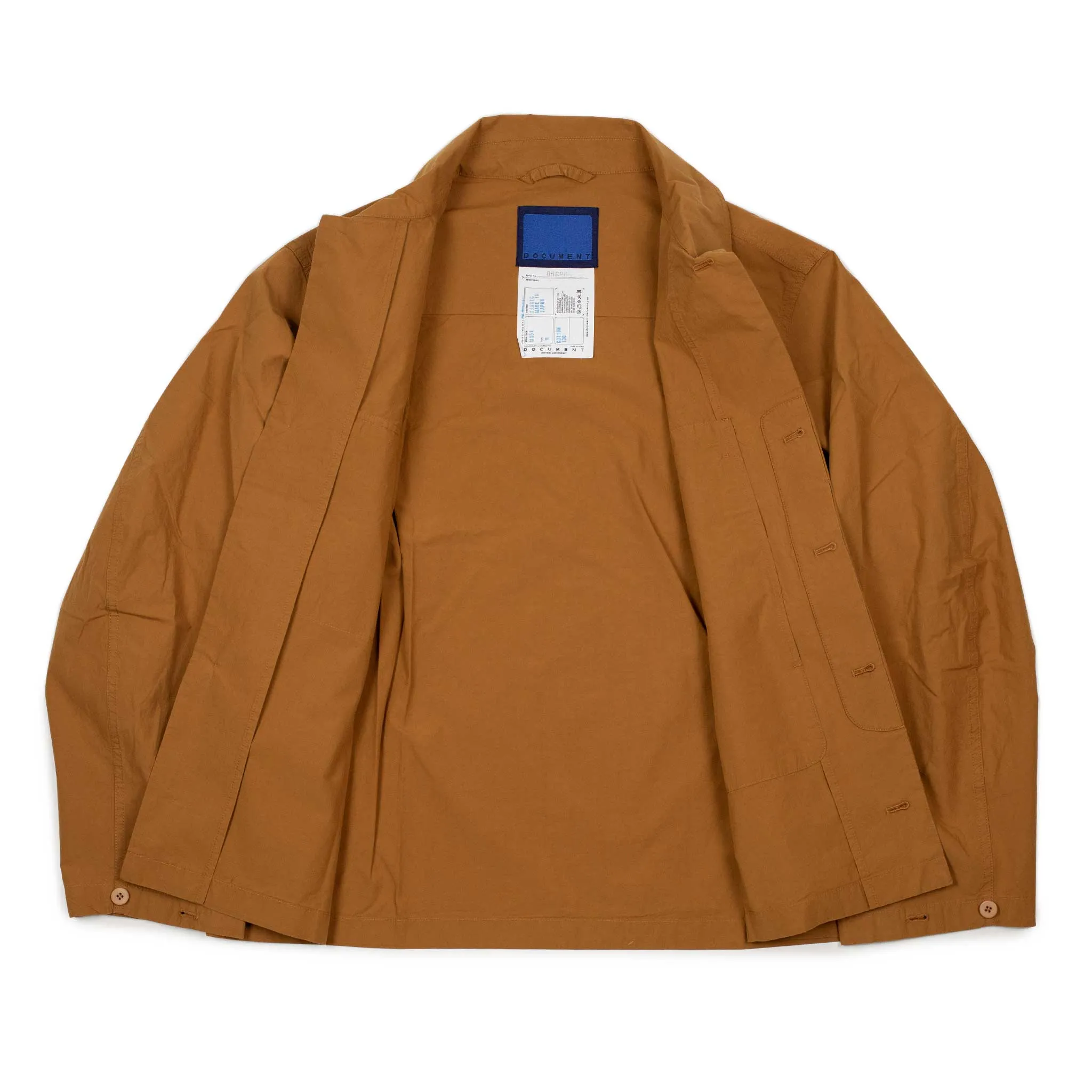 Patch pocket jacket in lightweight burnt orange typewriter cotton