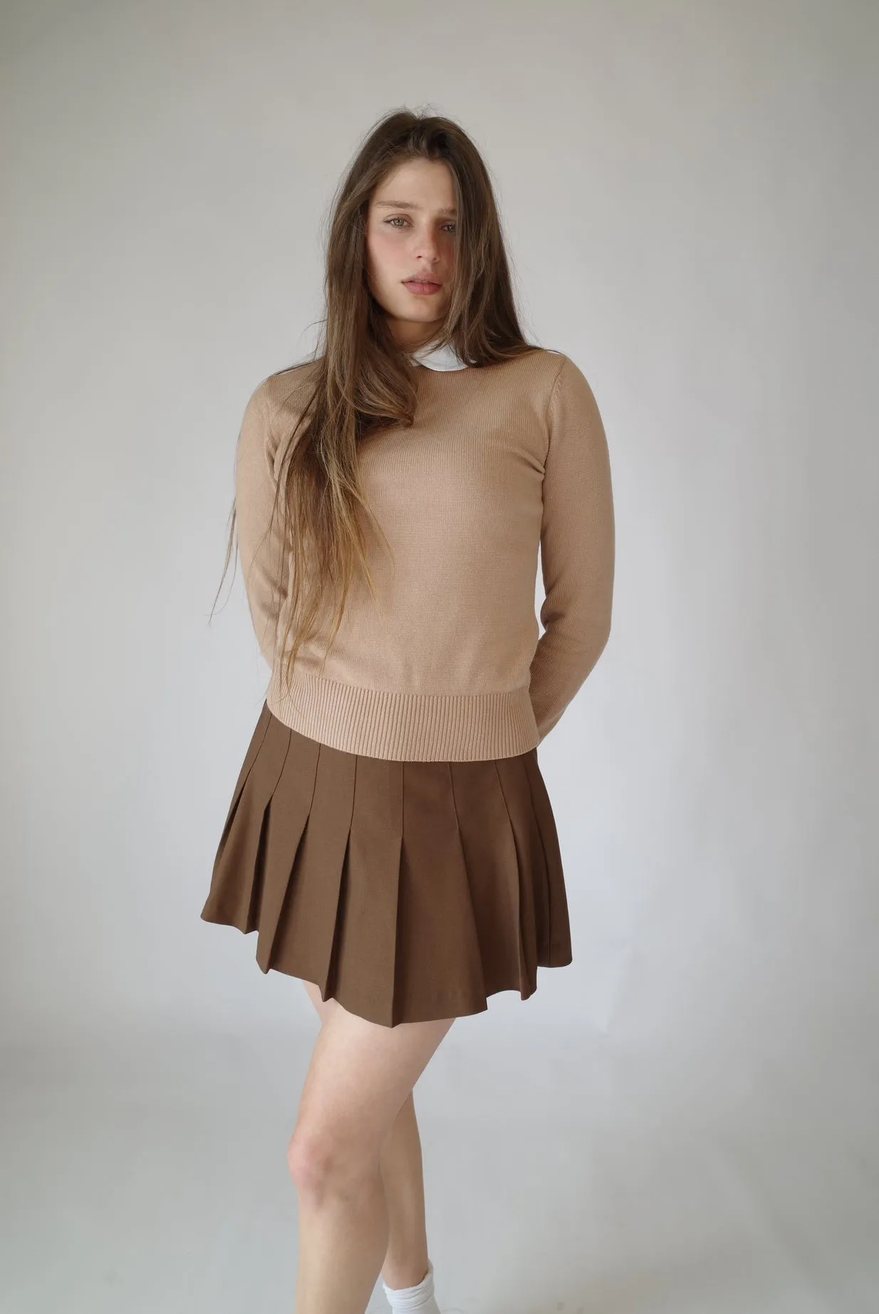 Peter Pan Collar Pullover ( Camel)