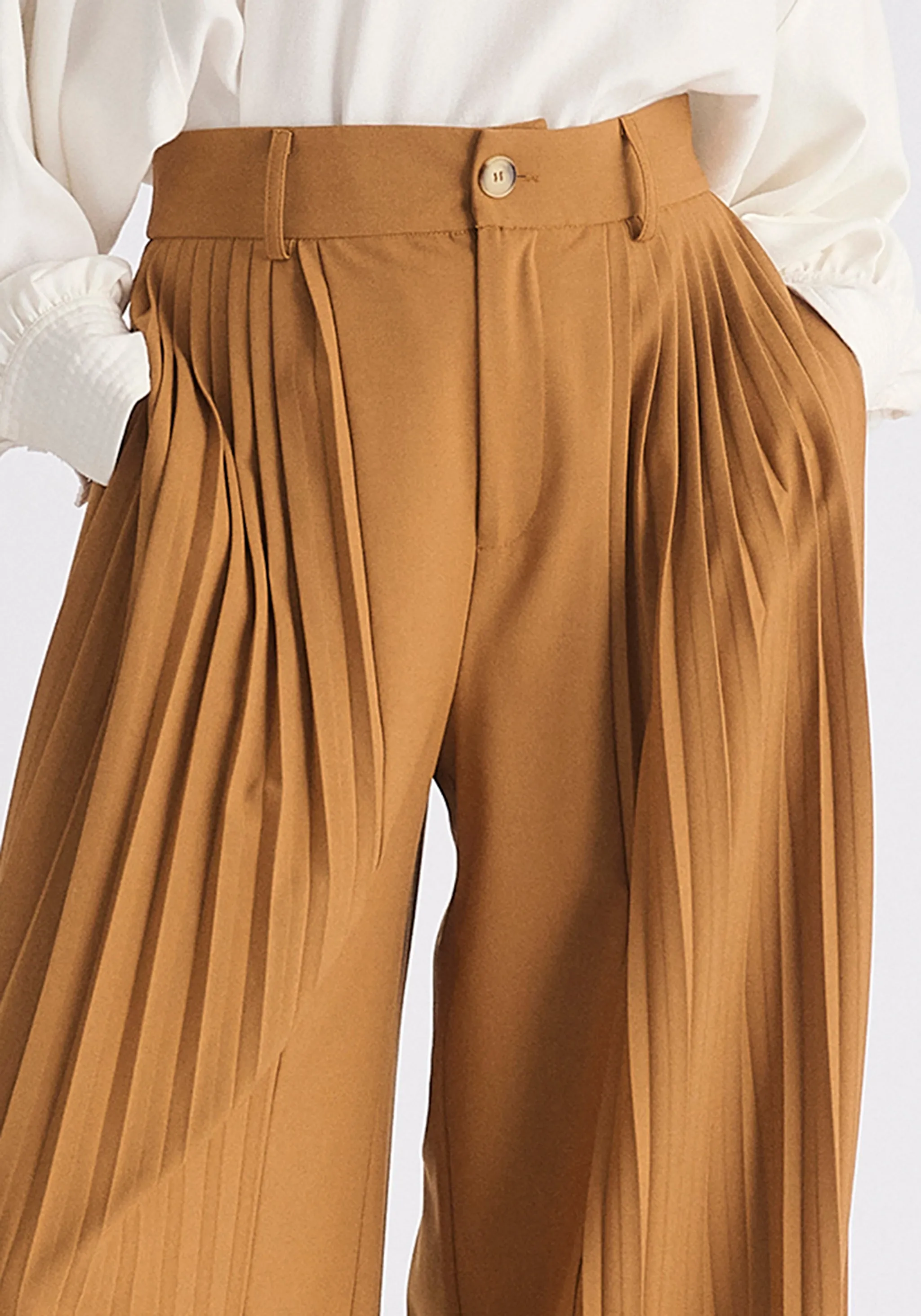 Pleated Wide Leg Trousers