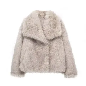 Pre Order:  Faux Fur Hidden Buttons Jacket