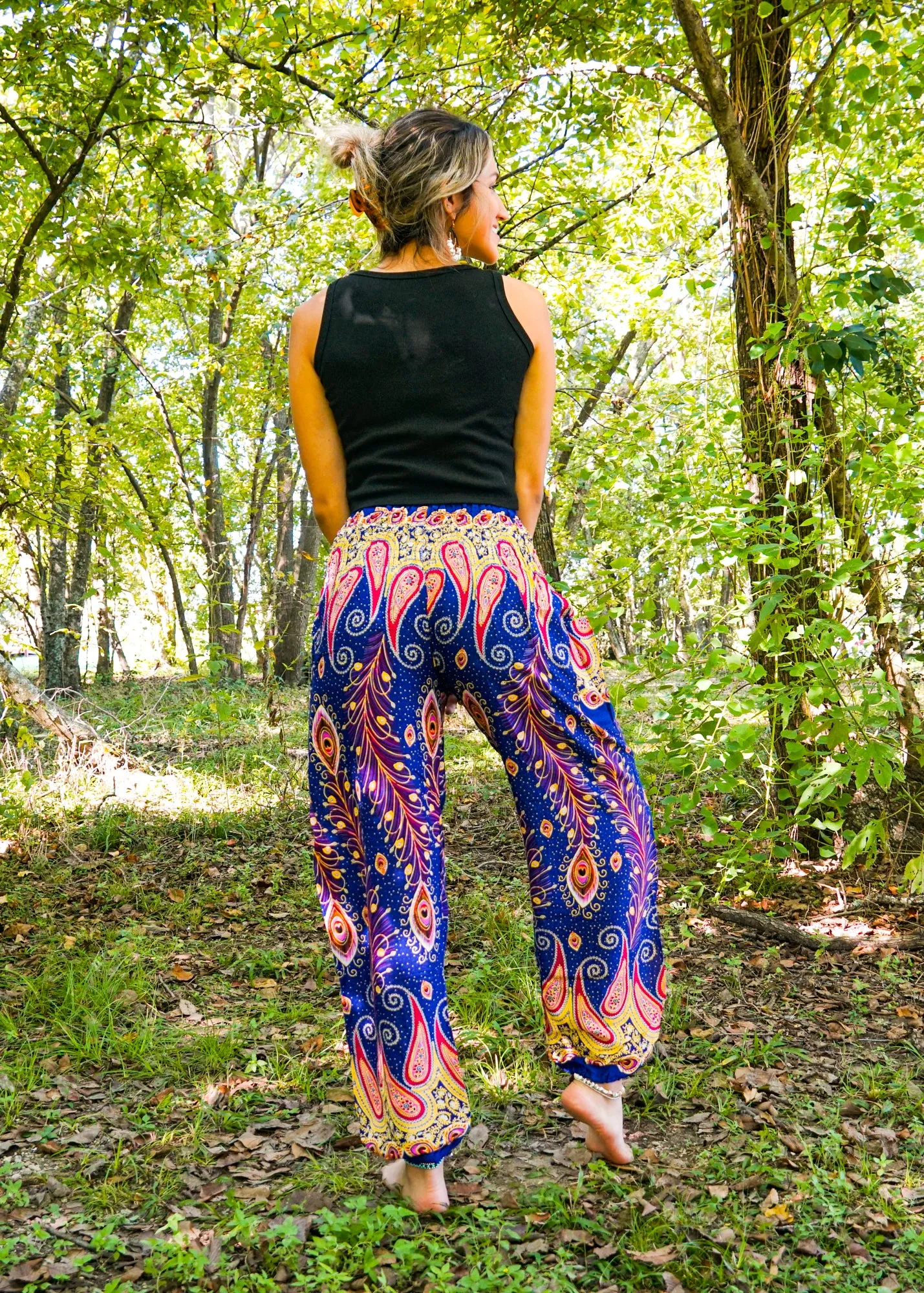 Purple Fun Peacock Harem Pants