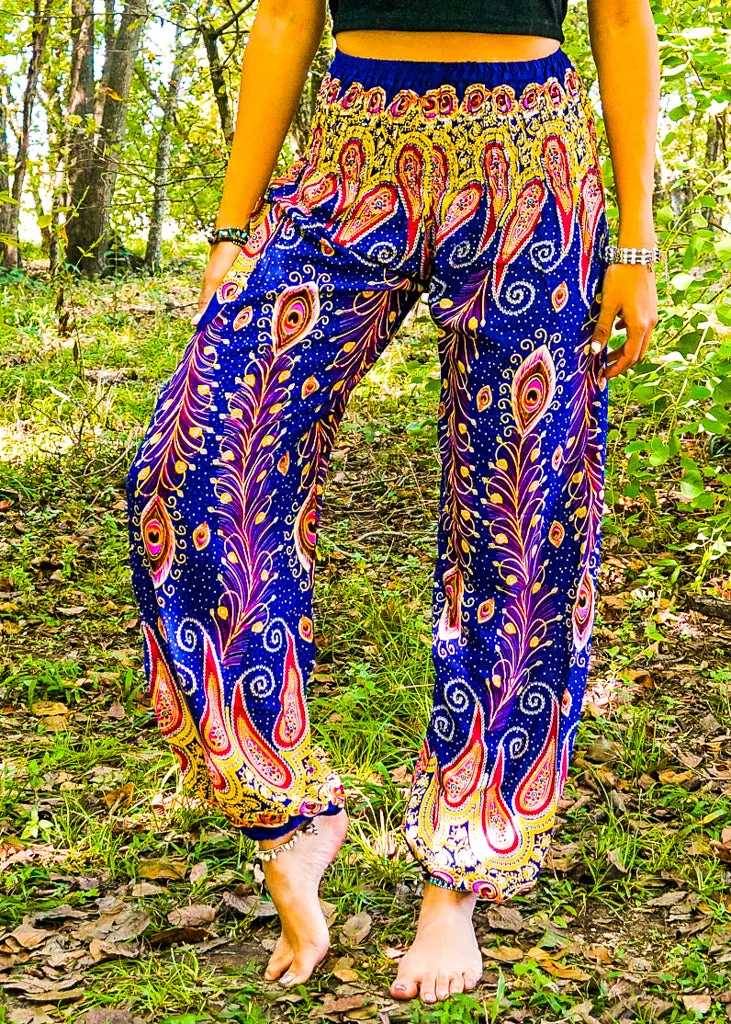 Purple Fun Peacock Harem Pants