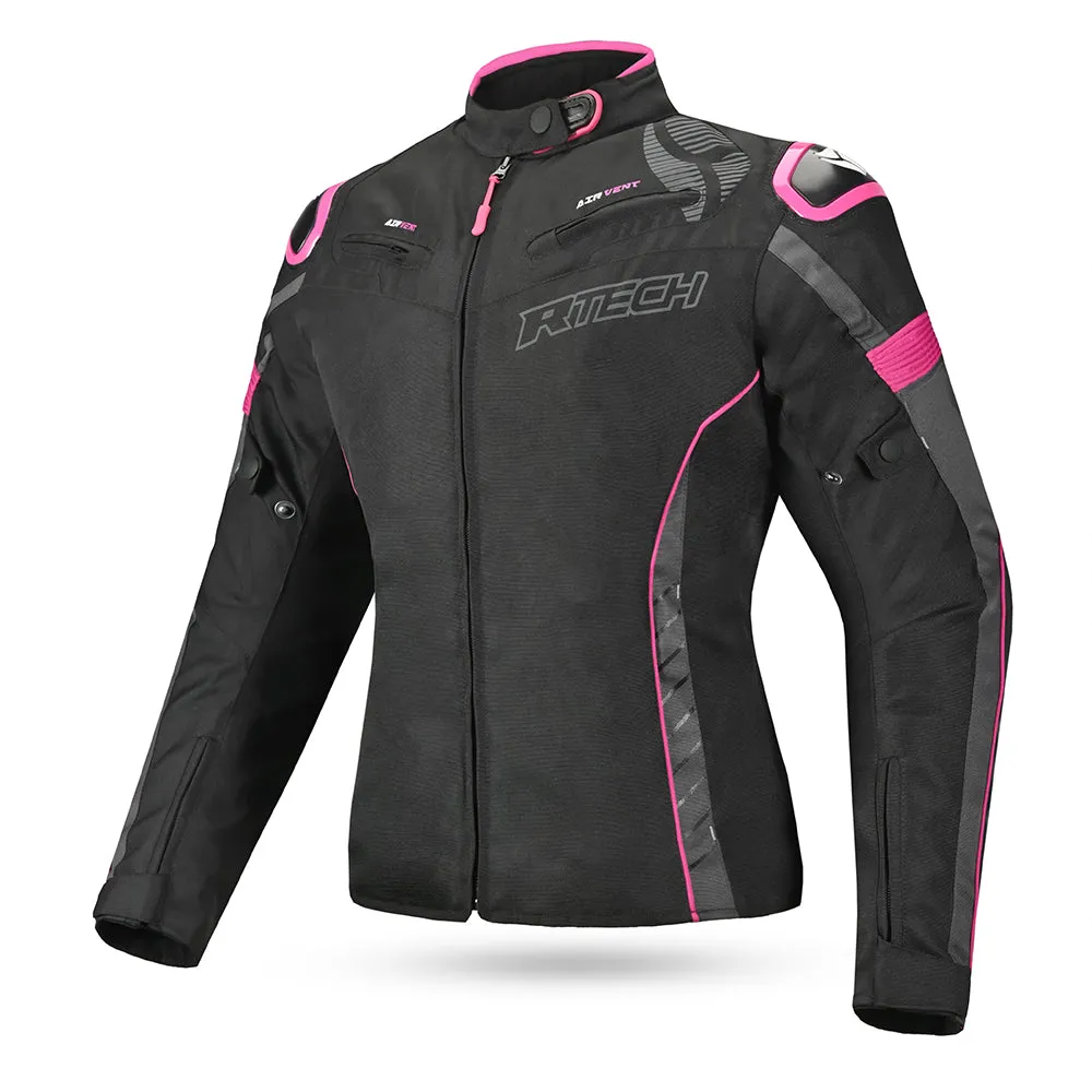 R-Tech Knight Rider Lady Short - Motorcycle Racing Jacket - Black Dark Grey Fuschia