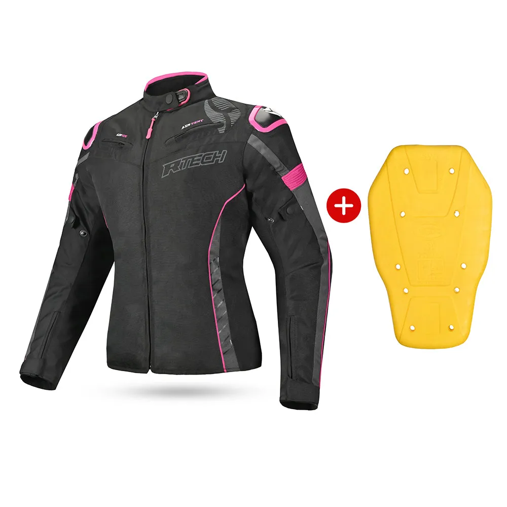 R-Tech Knight Rider Lady Short - Motorcycle Racing Jacket - Black Dark Grey Fuschia