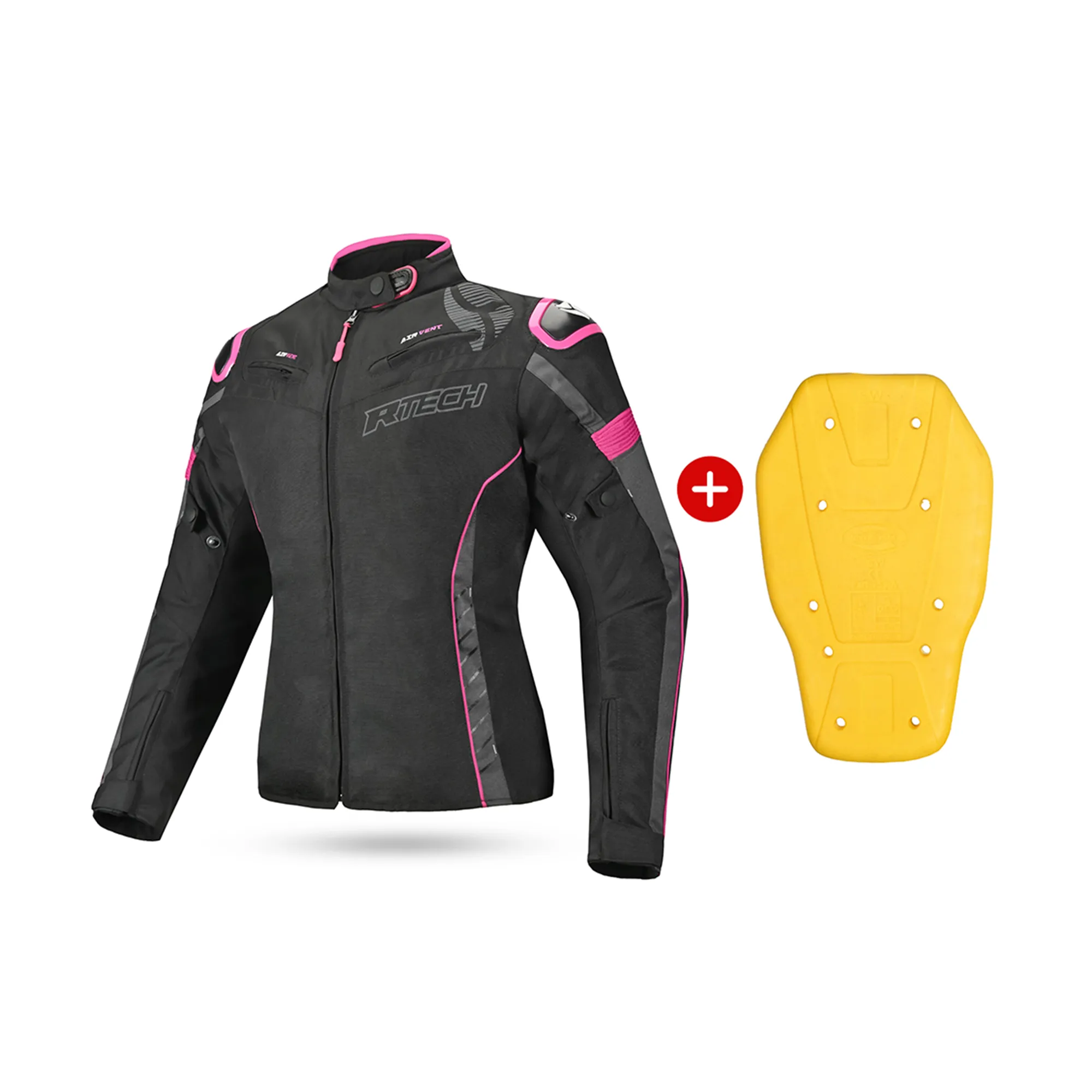 R-Tech Knight Rider Lady Short - Motorcycle Racing Jacket - Black Dark Grey Fuschia