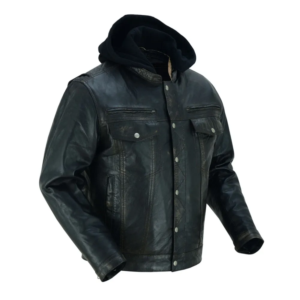 RC782 Men's Lightweight Drum Dyed Distressed Naked Lambskin Jacket