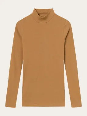 Rib high neck long sleeve - Brown Sugar