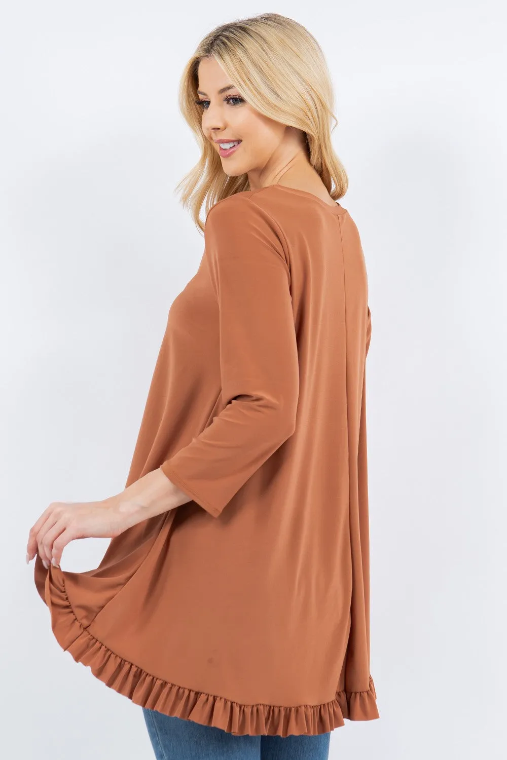 Samantha Ruffle High-Low Tunic-Copper Bronze