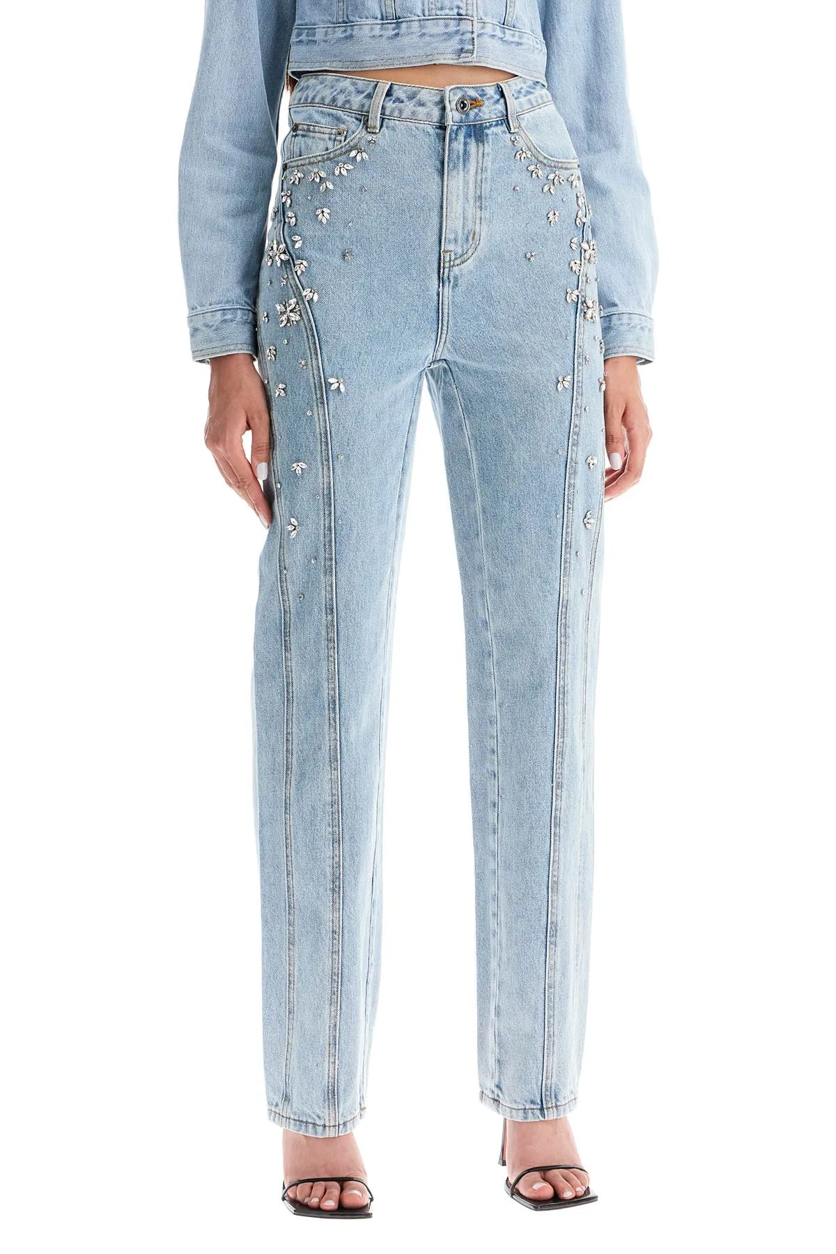 Self Portrait Straight Jeans With Crystals