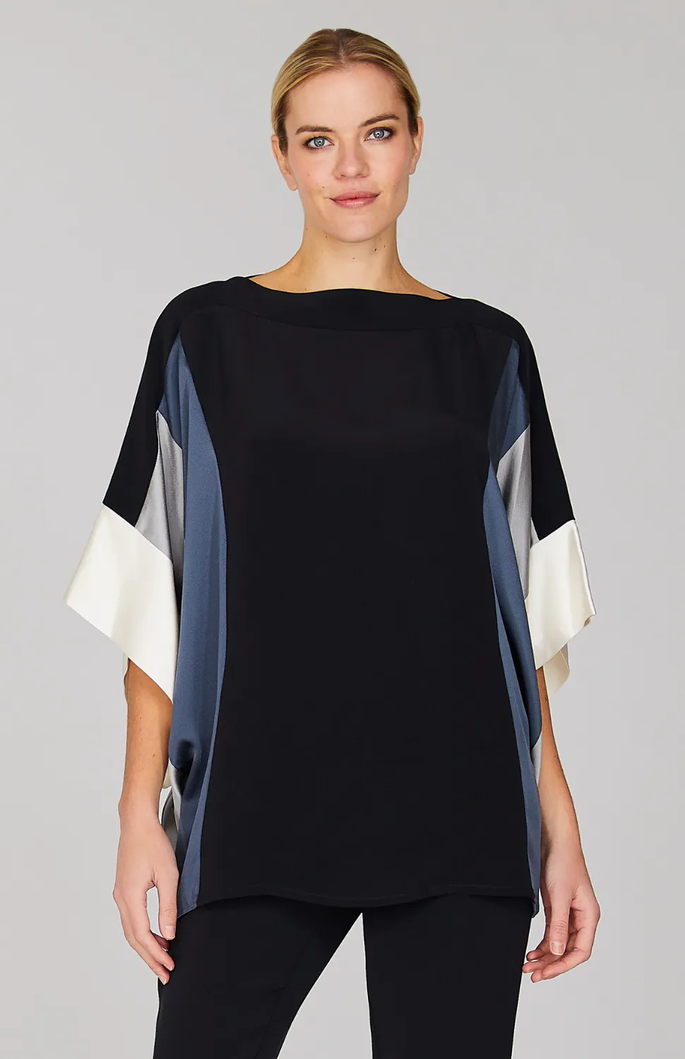 Silk Tunic w/Contrast Satin Bands