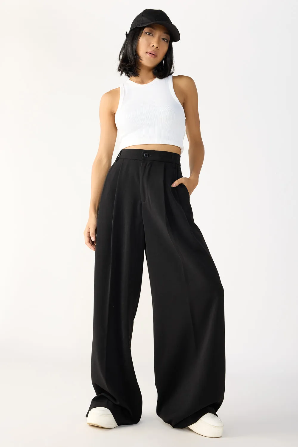 Silken Black Flared Formal Korean Pants