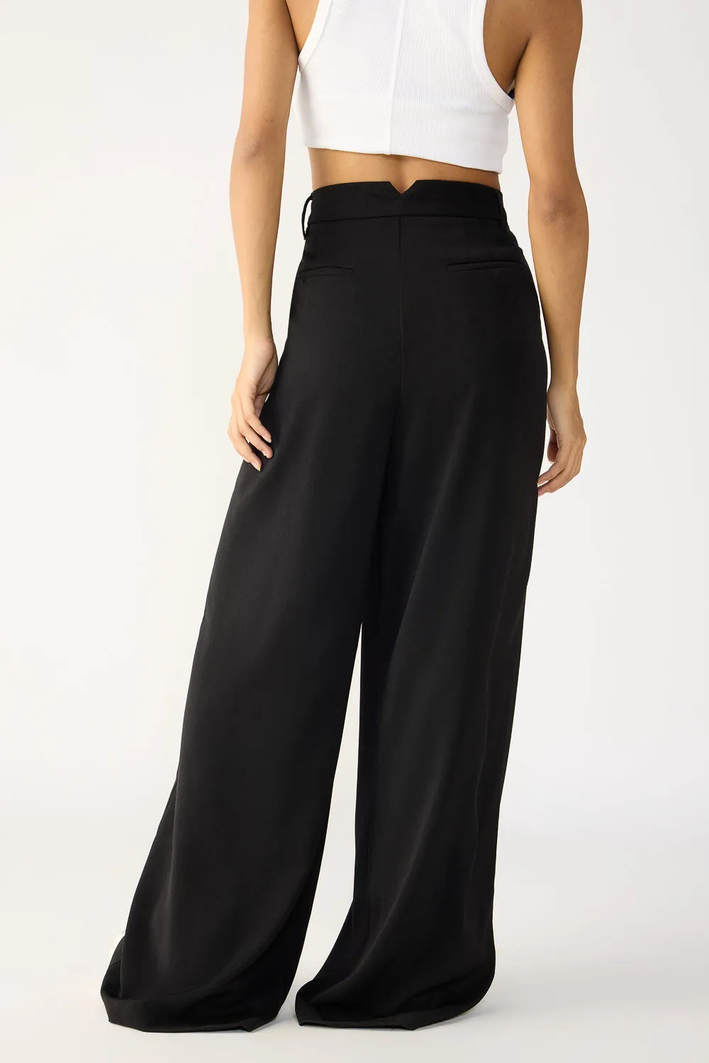 Silken Black Flared Formal Korean Pants