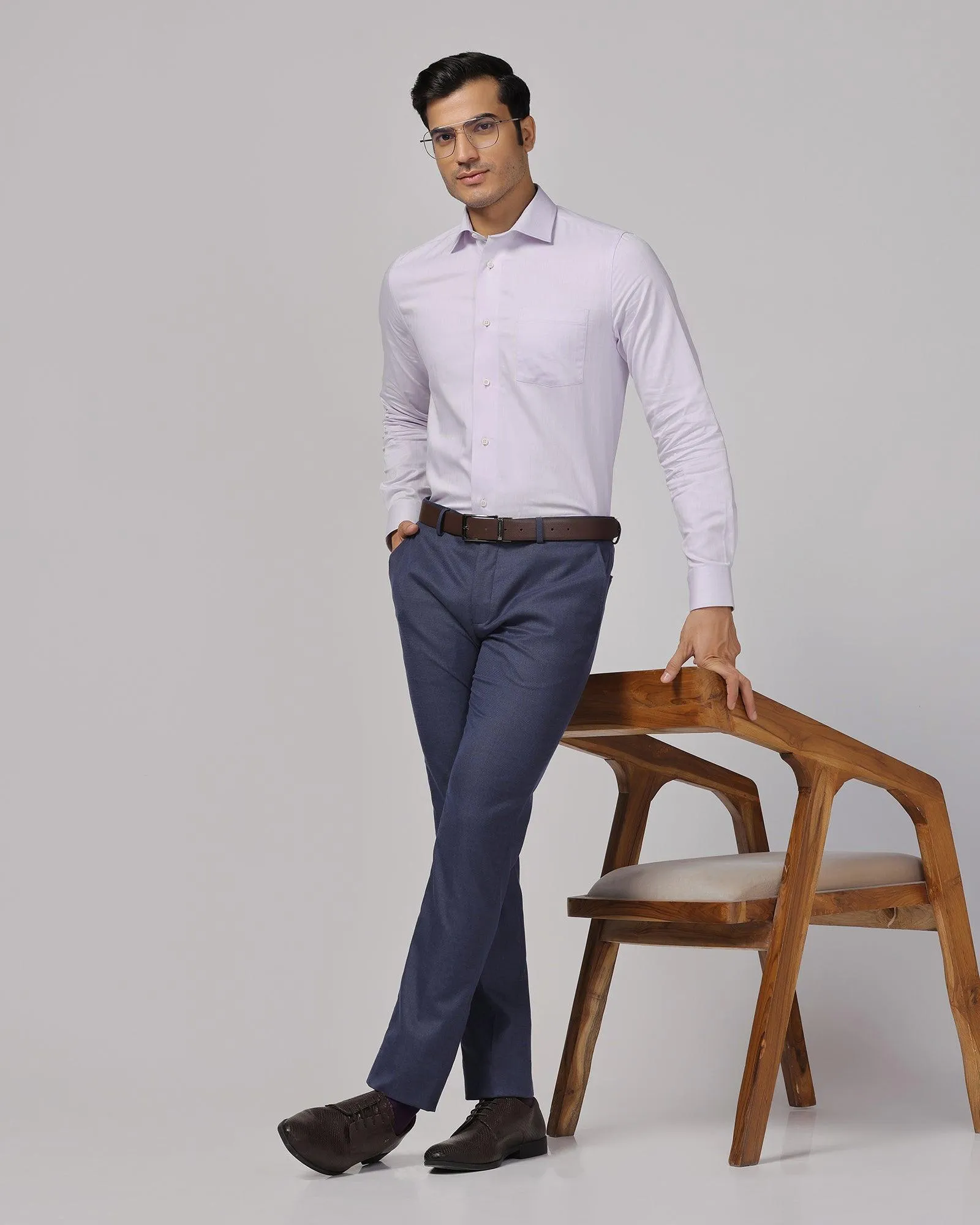 Slim Fit B-91 Formal Navy Textured Trouser - Zing