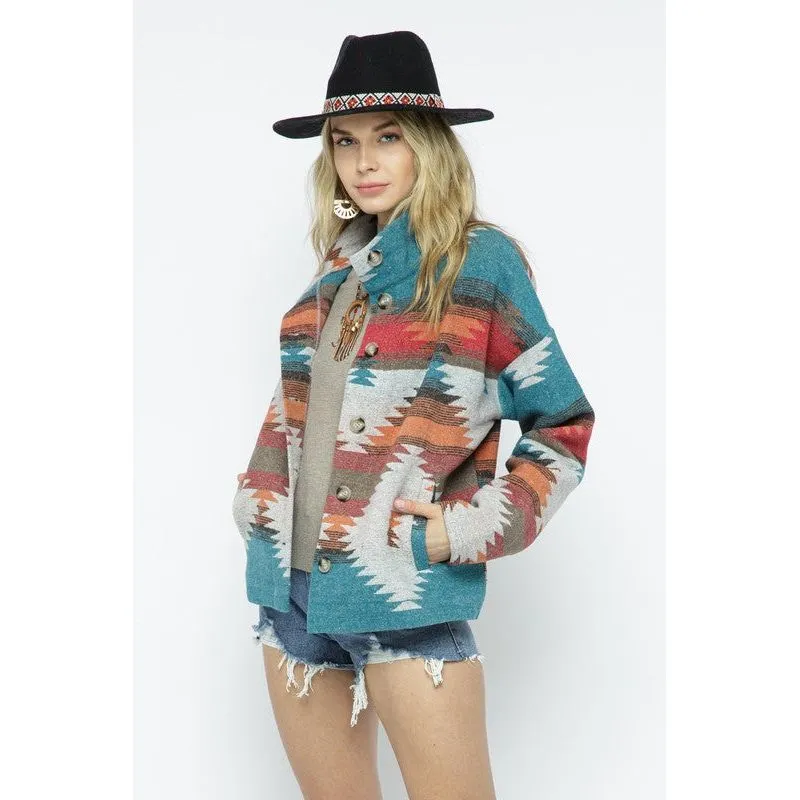 Soft Comfy Lightweight Aztec Pattern Jacket