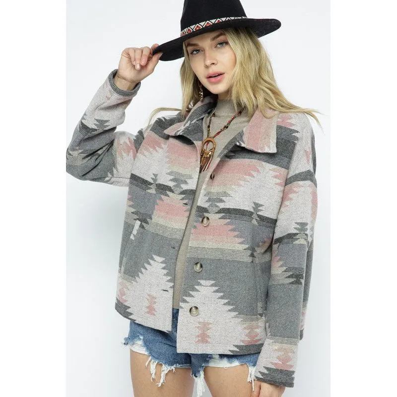 Soft Comfy Lightweight Aztec Pattern Jacket