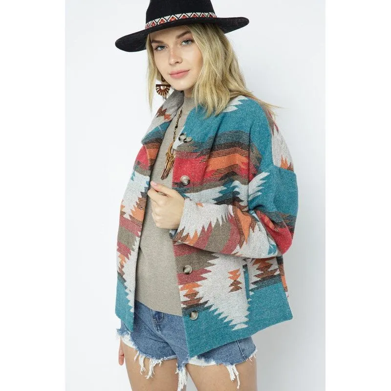 Soft Comfy Lightweight Aztec Pattern Jacket