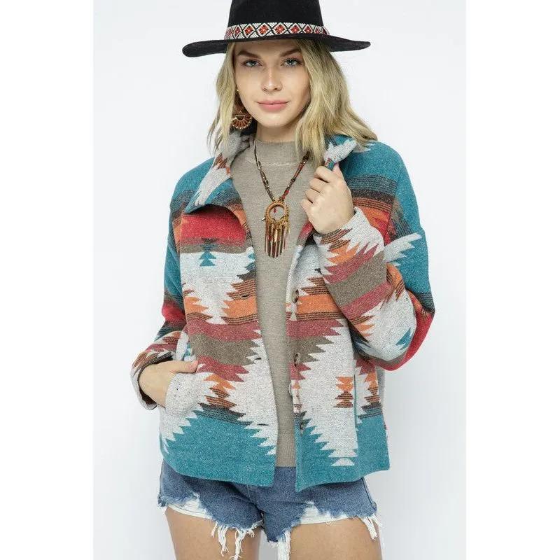 Soft Comfy Lightweight Aztec Pattern Jacket